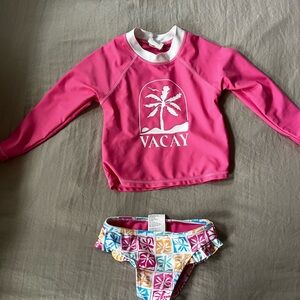 Vacay Pink Kids Rashguard Set